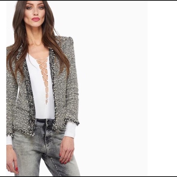 IRO Azure Black White Boucle Blazer Cardigan - Picture 3 of 11
